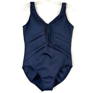 MagicSuit Miraclesuit Scuba Zipper Front One Piece Swimsuit Womens US 14 Blue